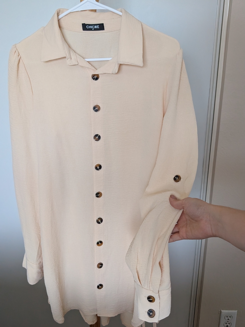 CHICME Cream Button-Up Dress